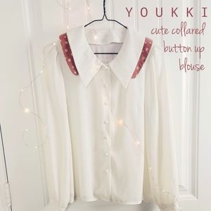 Youkki Cute Collared Button Up Blouse